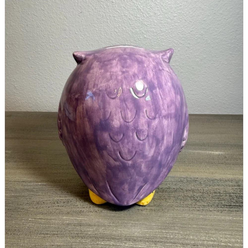 Vintage colorful, hand-painted ceramic owl piggy bank